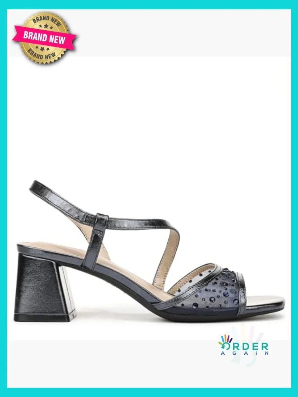 Slingback Block Heel Sandals Open Toe Platform Rhinestone Sparkly Comfort Slip